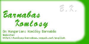 barnabas komlosy business card